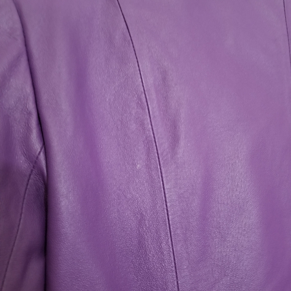 Vintage LA-ROSE Purple Leather Zip Up Jacket Size Small - Picture 12 of 16